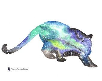 Puma ORIGINAL Watercolor, Galaxy Spirit Totem Animal 9X12