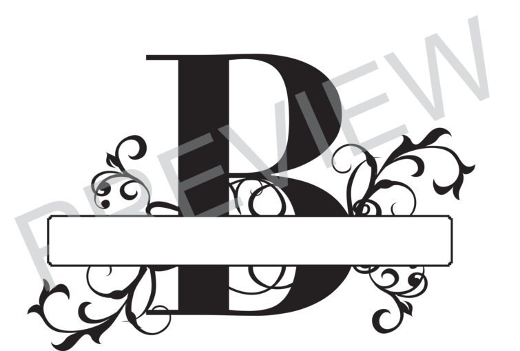 Split Monogram SVG Letter B Regal Split Alphabet Vector