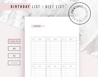 Printable gift list | Etsy