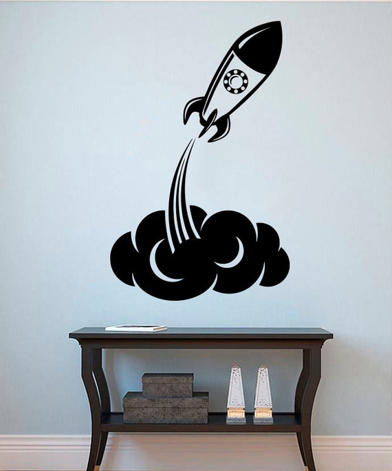 Rocket Ship Wall Decal Spaceship Vinyl Sticker Space Stickers