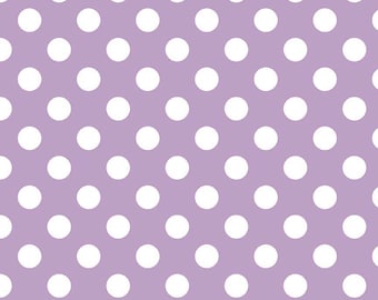 Lavendar Polka Dot Fabric - Riley Blake Medium Dot - Purple and White Dot Fabric