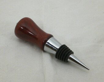 Bottle Stopper - Chrome Finish with Redheart Top (BSTOP2)