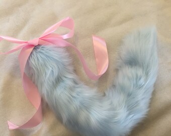Luxury Baby Blue Cat Wolf Kitten Play BDSM Tail Faux Fur