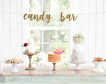 Candy Bar Banner, Candy Buffet Banner, Wedding Reception Banner, Dessert Bar, Wedding Decorations, Candy Bar Sign, Wedding Banner, Glitter