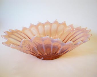 Fostoria Heirloom Pink Opalescent Heirloom Bowl*Elegant Glassware*1960's Glassware*Handkerchief Bowl*French Pink*Heirloom Console Bowl