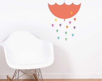 Umbrella Rain Removable Wall Sticker