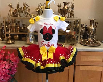 Red Minnie mouse tutu set,oh twoodles Minnie mouse tutu outfit, second birthday outfit girl, Minnie mouse oh twodles birthday shirt, dress