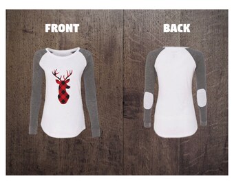 Buffalo Plaid Deer Shirt-READY TO SHIP