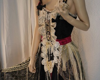 Wonderful "Donya" dress, black lace, Romantic feminine, Boho dress, Art to wear, Unique