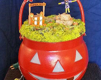 Jack O Lantern with Pumpkin Patch and Lights