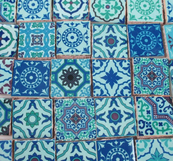 Ceramic Mosaic Tiles - Blue Green Medallions Moroccan Tile Mosaic ... Ceramic Mosaic Tiles - Blue Green Medallions Moroccan Tile Mosaic ...