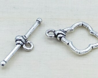 2 pairs sterling silver plated toggle clasp for necklace, toggle clasp for bracelet, toggle clasp for kumihimo, silver jewelry closures