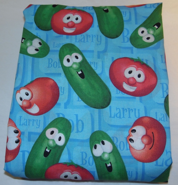 Custom Fitted Crib Toddler Bed Sheet Veggie Tales Blue