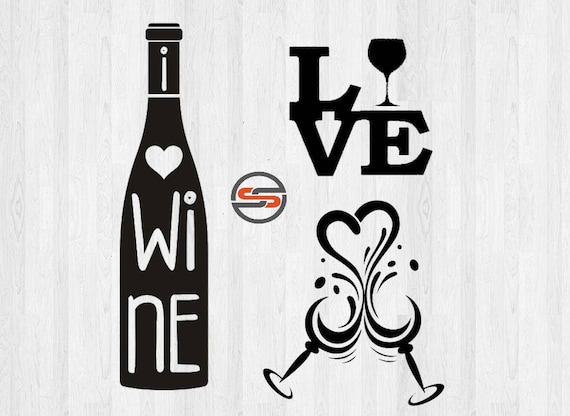 Download I Love Wine Wine SVG Cut File Wine Bottle Wine Glasses