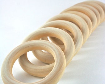 10 Wood Rings - 3 inch Unfinished Wooden Rings for Waldorf inspired crafts, hand kites, fairy rings, Montessori games