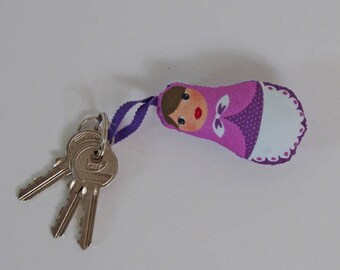 Purple matryoshka keychain