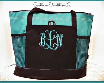 Ladies Monogram Tote - Personalized Bridesmaid Gift Tote Bag - Monogram Beach Bag