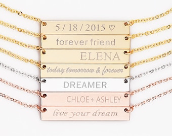 Personalized Bar Necklace, Coordinate necklace,Bridesmaid Gift,custom name necklace,gold bar necklace,bar necklace personalized bar necklace
