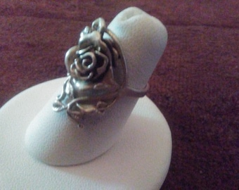 Vintage Steling Silver 3D Rose Ring size 6