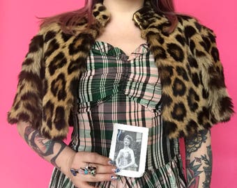 1940s Dress with Photo / 40s Plaid Gown / Holiday Party Dress / New York Creation