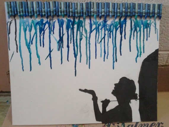 Melted Crayon Rain Falling Silhouette Canvas Melted Crayon Rain Falling Silhouette Canvas