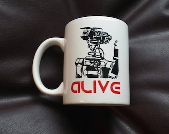 Hand painted mug inspired by Short Circuit