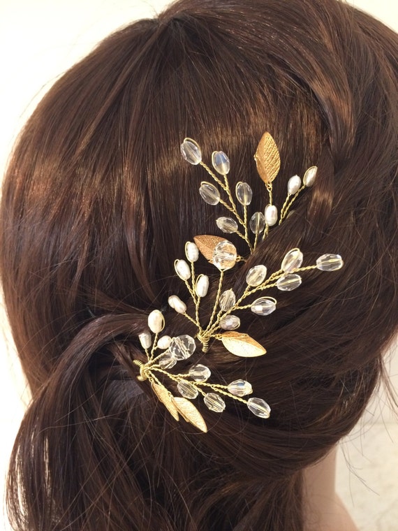 Set of 3 bridal hair pins wedding hair accessories pearl
