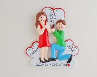 Personalized Engagement Ornament - Engaged Couple Ornament - Engagement Christmas Ornament - Just Engaged Christmas Ornament - She Said Yes!