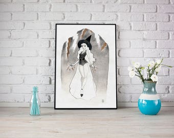 Storm Witch - Inktober illustration poster