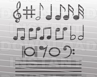 Music Notes SVG File,Marching Band SVG -Personal & Commercial Use- cricut svg,silhouette svg,svg cuts,vector svg,vinyl files,tshirt svg