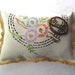 Mother Brooch Pin with Embroidered Pillow Gift for Mom Brass Linen 1940s 1950s Art Nouveau Vintage Pin Jewelry Cushion