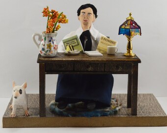 Willa Cather Doll Miniature Diorama Classic Literature Author Hand Crafted by Uneek Doll Designs