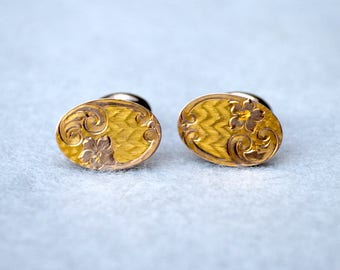 Victorian Yellow & Low Karat Rose Gold Bean Back Cufflinks