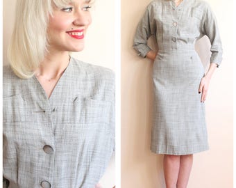 1940s Dress // Charles Hymen Gab Dress // vintage 40s dress