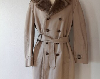 London Fog Trench with Faux Fur Collar