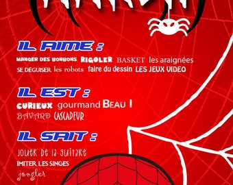 Poster / Poster customized keepsake kids SPIDERMAN