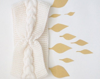White headband knit winter hair accessory - soft wool headband ear warmers - boho head wrap - snow head warmers - knitting headband