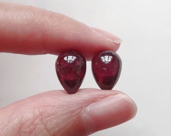 Hard to Find Rhodolite Garnet Half Top Drilled Upside Down Acorn Drops 8x12 mm One Pair F4087