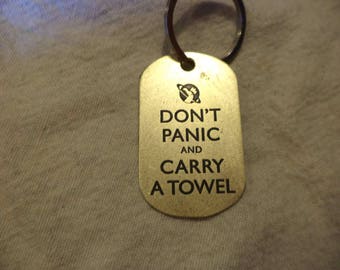 HGTTG inspired Brass Keychain