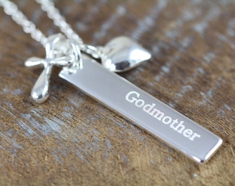 Gift for Godmother Baptism Gift Personalized Necklace Jewelry 925 Sterling Silver Jewelry