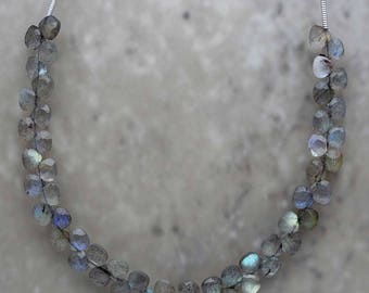 Labradorite Heart Briolette 5mm Semi-Precious Gemstones