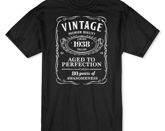 Vintage Premium Quality 80 Years Of Awesomeness Men's Black T-shirt