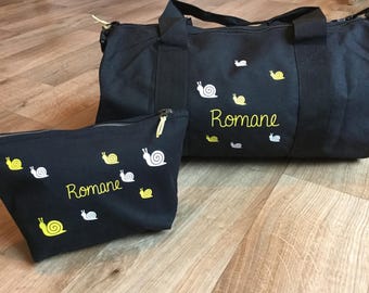 Entire bag and toiletry bag personalized name