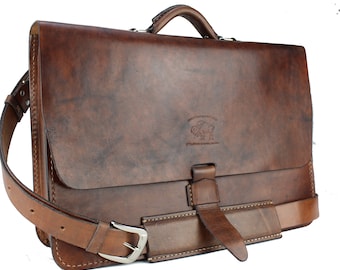 Rustic Distressed Leather Messenger Bag Briefcase Laptop Satchel fits Macbook Pro 16" 296