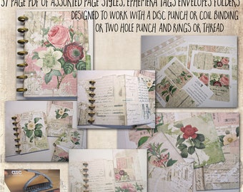 Mini Spring Album, 5x7, Junk Journal, 37 printable pages, Digital, Scrapbooking, Disc Journal, Planner, Mini Album, lots of page styles