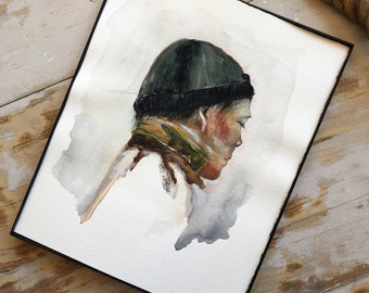 Original Watercolor Self Portrait || Portraiture || Painting || Surrealism || Woman || Master || Outdoors || Folk || Nature || Art
