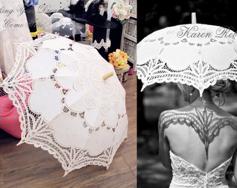 Special Offer Ivory Battenburg Lace Vintage Umbrella Parasol For Bridal Bridesmaid Wedding