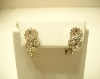 Vintage Pierced Rhinestone Earrings (8506) Prong Set