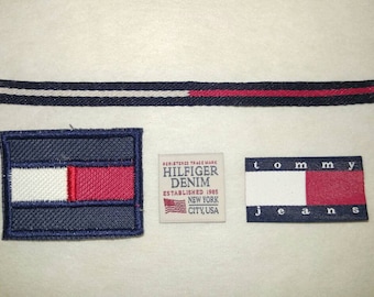4pcs Tommy Hilfiger TH TH85 Sew on Embroidery and Woven Label hot for DIY Cap T Shirt Bag Jacket Jeans Denim Craft Collection + FREE Ship