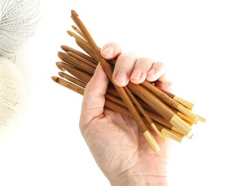 golden bamboo crochet hook set, gilded crochet hook